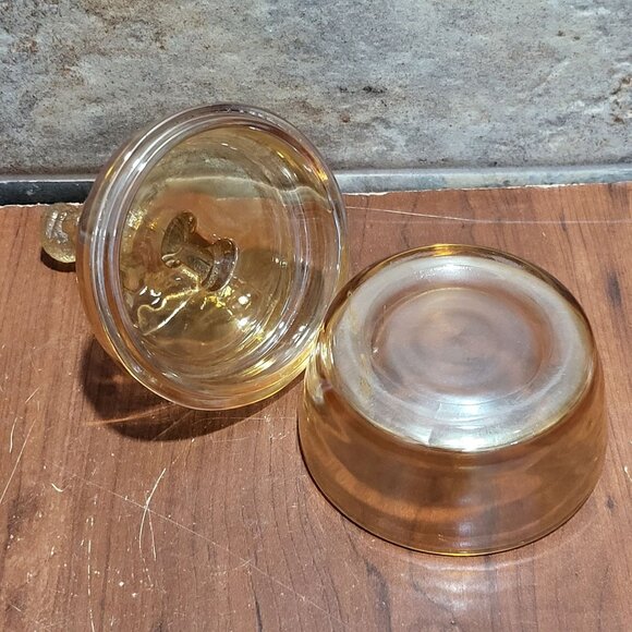 Vintage Carnival Glass Poodle Trinket Box Powder Dish Vanity Jar - Picture 6 of 11